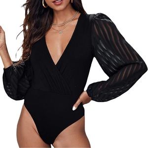 Black Bodysuit with Bishop Sleeves